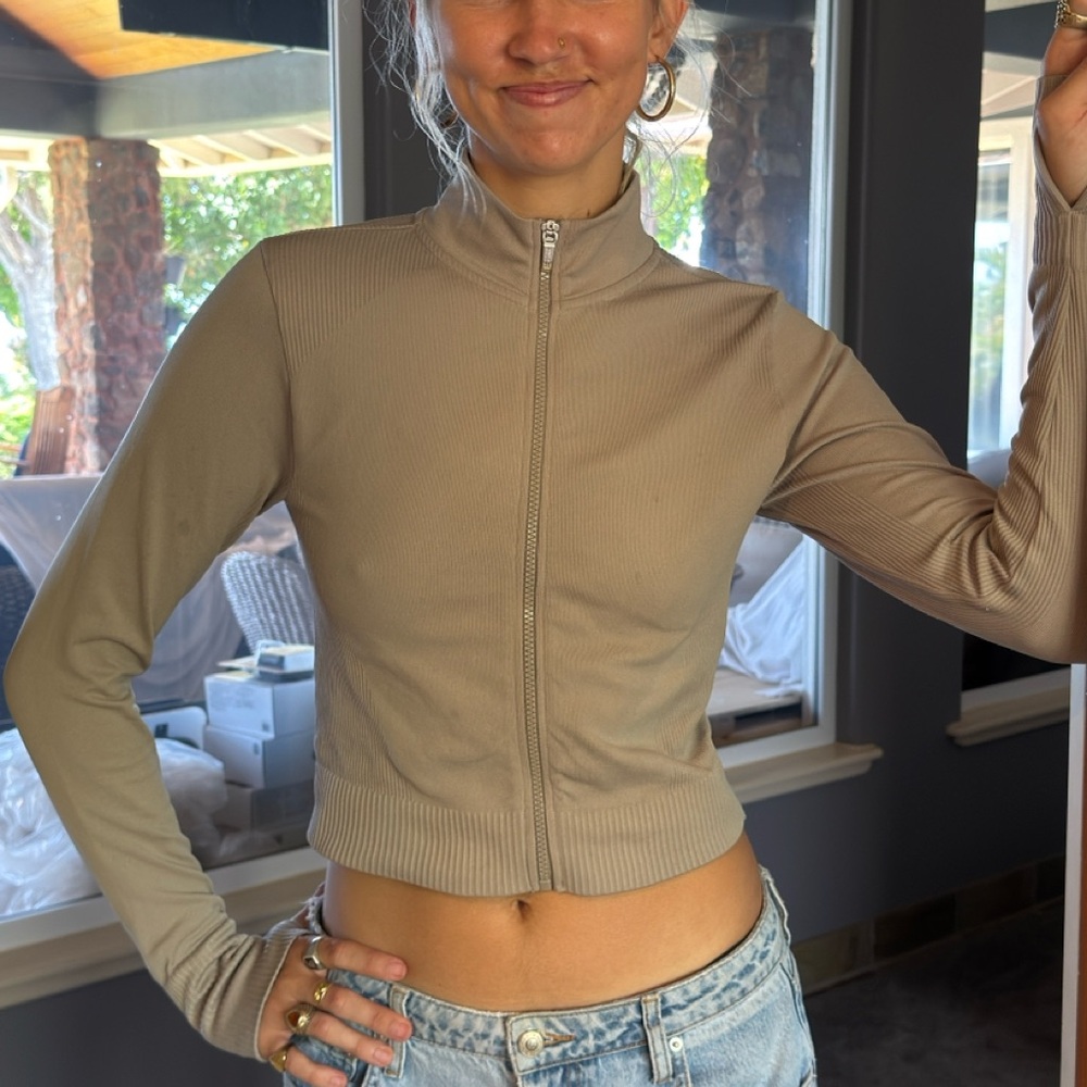 Calvin Klein Performance Tan Zip-Up Top